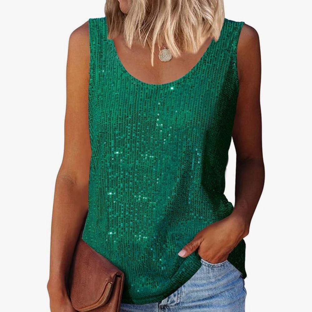 Green Sequin Tank Top